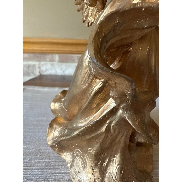 Vintage Gold Angel Figurine Playing Lute – Resin Holiday Decor, Musical Angel - Picture 11 of 16